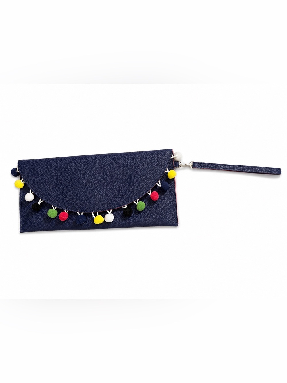 Navy Pom-Pom Wristlet Clutch - Navy